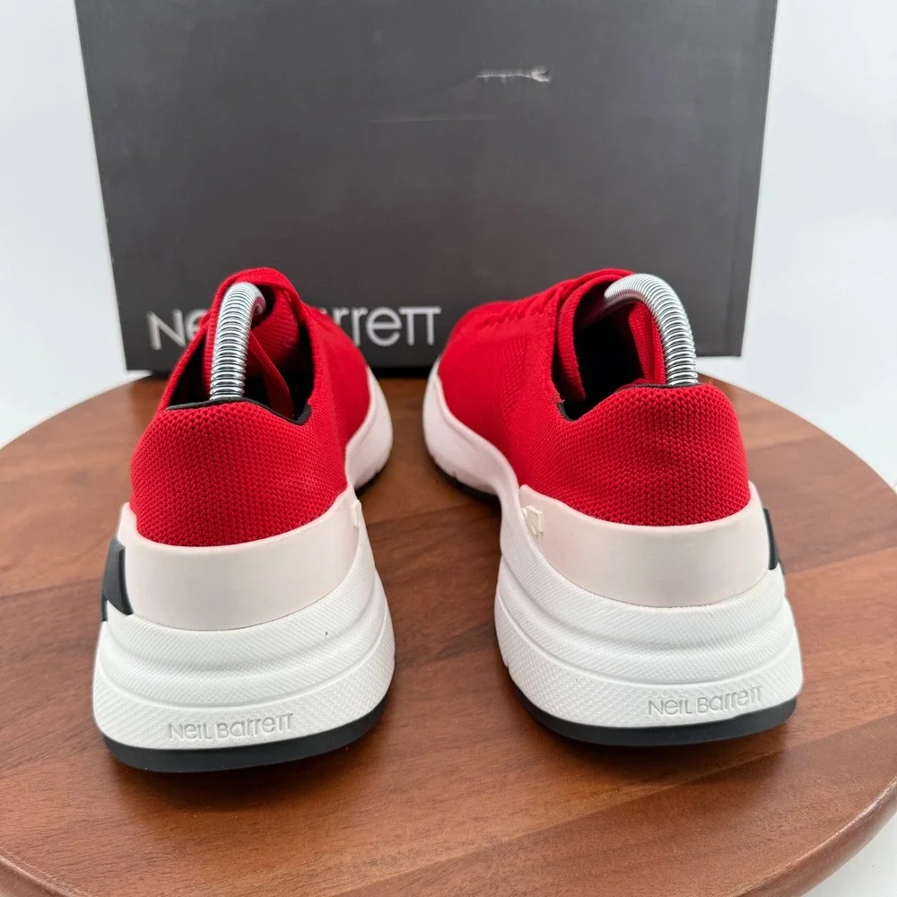 Neil Barrett Red Knit Lightning‎ Bolt Sneakers 091C26F1 Mens Size EU 41/US 8 NEW